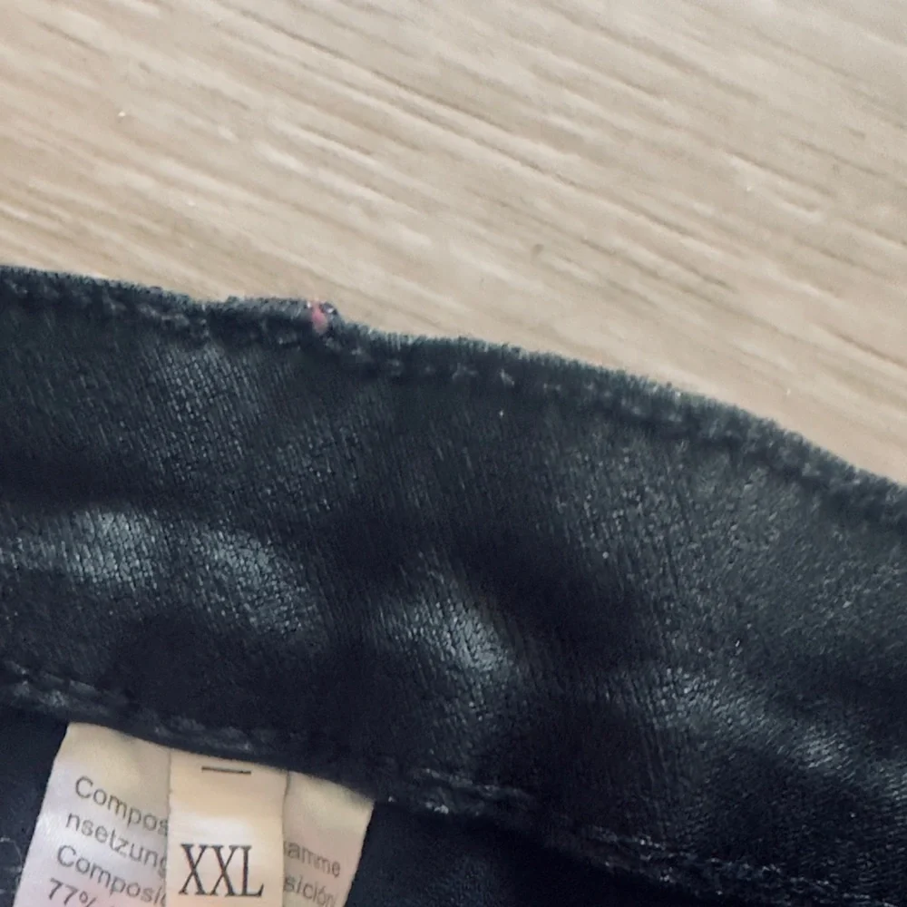 High Rise leather Black Coated Jeans size XXL - Picture 5 of 6